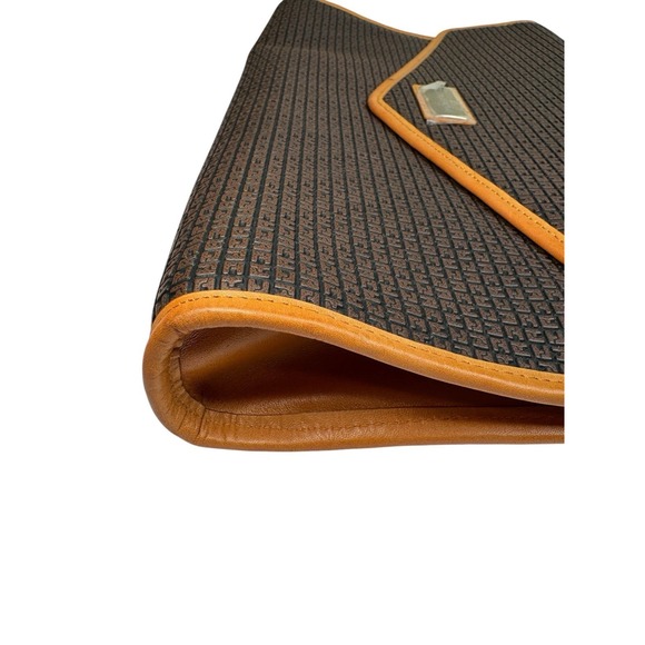 Vintage TED LAPIDUS Paris Embossed Leather Monogram Envelope Clutch Bag 9x15.5 - Picture 11 of 15